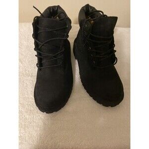 TIMBERLAND-Black Leather Toddler Boots 12.5M Ankle Boots Lace Up Primaloft